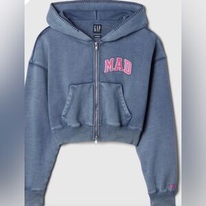 GAP x Madhappy Slate Blue Hoodie with Pink logo